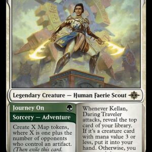 The Lost Caverns of Ixalan - 231 - Kellan, Daring Traveler // Journey On - Rare - W - Foil (Front)
