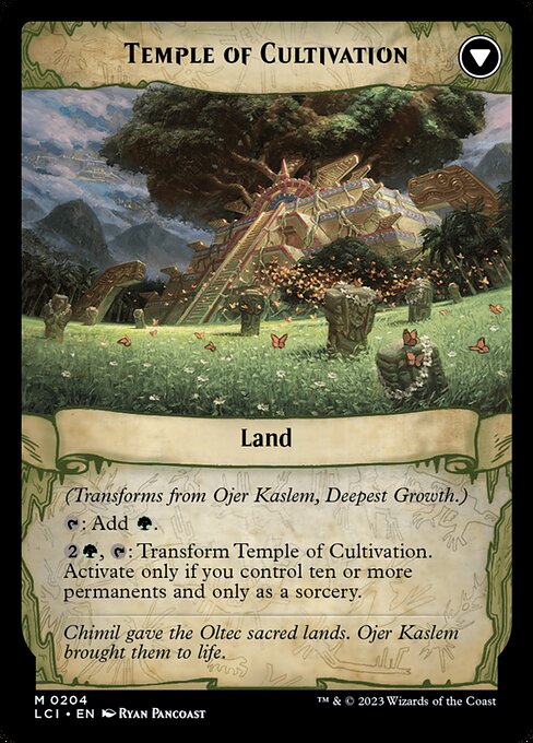 The Lost Caverns of Ixalan - 204 - Ojer Kaslem, Deepest Growth // Temple of Cultivation - Mythic - C - Non-foil (Back)
