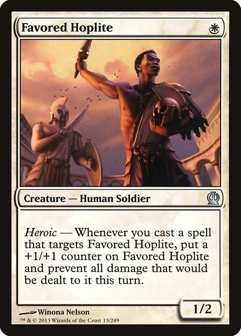 Theros - 13 - Favored Hoplite - Uncommon - W - Non-foil (Front)