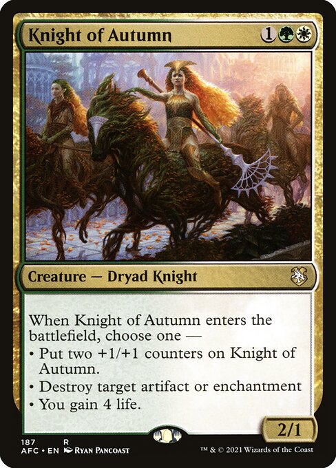 Forgotten Realms Commander - 187 - Knight of Autumn - Rare - WG - Non-foil (Front)