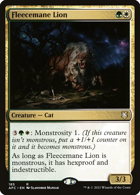 Forgotten Realms Commander - 185 - Fleecemane Lion - Rare - WG - Non-foil (Front)
