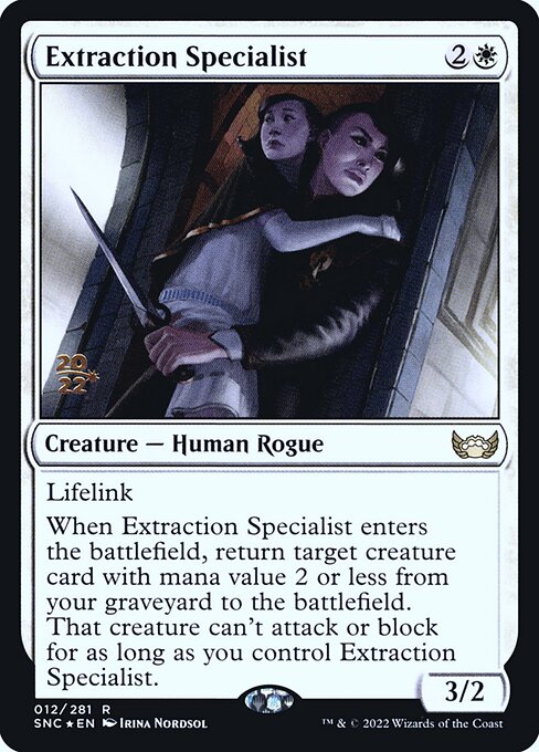 Streets of New Capenna Promos - 12s - Extraction Specialist - Rare - W - Foil - Datestamped Promo (Front)