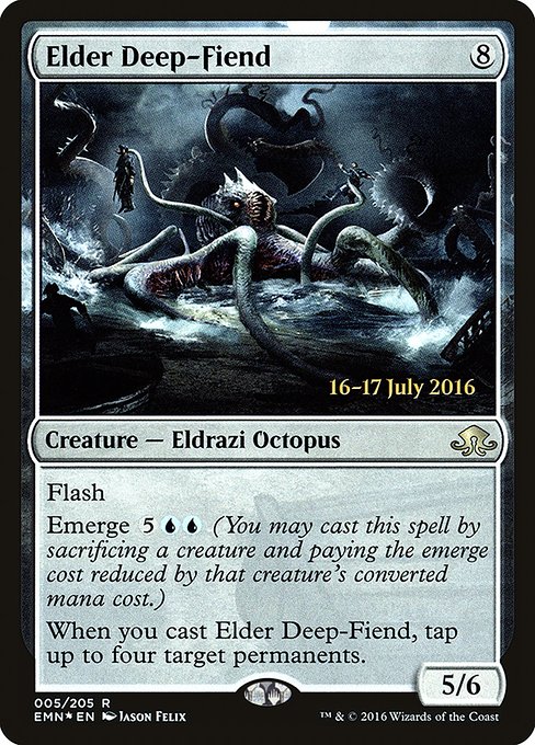 Eldritch Moon Promos - 5s - Elder Deep-Fiend - Rare - C - Foil - Datestamped Promo (Front)