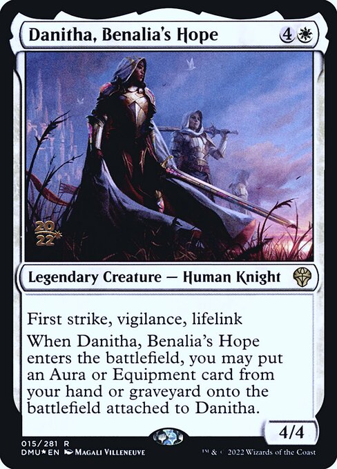Dominaria United Promos - 15s - Danitha, Benalia's Hope - Rare - W - Foil - Datestamped Promo (Front)