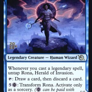 March of the Machine Promos - 75s - Rona, Herald of Invasion // Rona, Tolarian Obliterator - Rare - C - Foil - Datestamped Promo (Front)