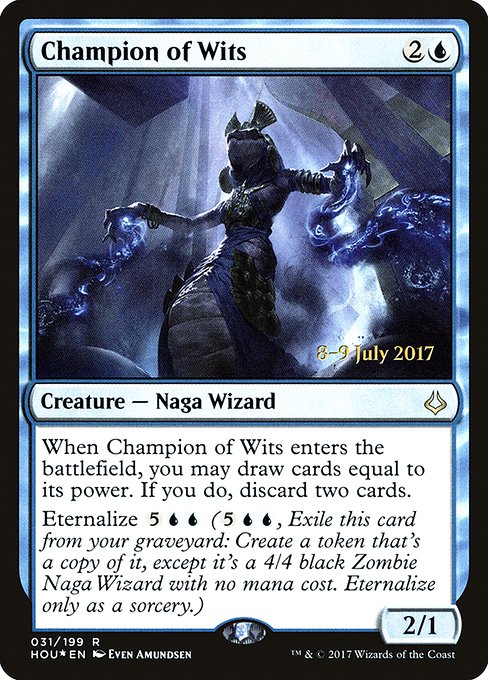 Hour of Devastation Promos - 31s - Champion of Wits - Rare - U - Foil - Datestamped Promo (Front)