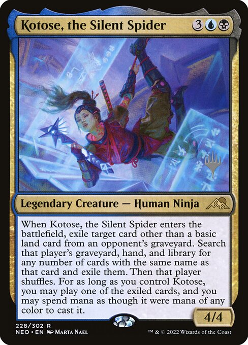 Kamigawa: Neon Dynasty Promos - 228p - Kotose, the Silent Spider - Rare - UB - Foil - Promo (Front)