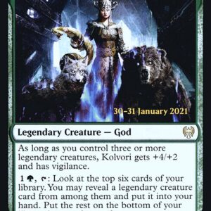 Kaldheim Promos - 181s - Kolvori, God of Kinship // The Ringhart Crest - Rare - C - Foil - Datestamped Promo (Front)