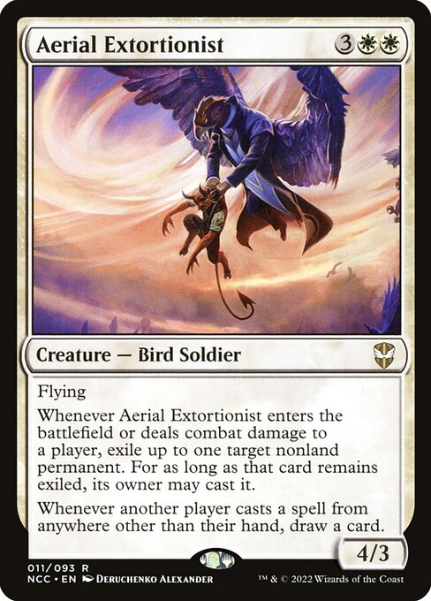 New Capenna Commander - 11 - Aerial Extortionist - Rare - W - Non-foil (Front)