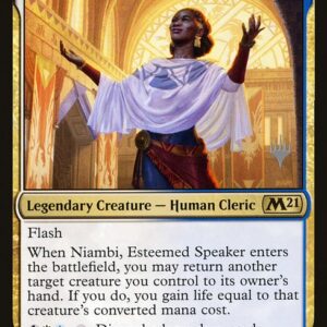 Core Set 2021 Promos - 222p - Niambi, Esteemed Speaker - Rare - WU - Non-foil - Promo (Front)