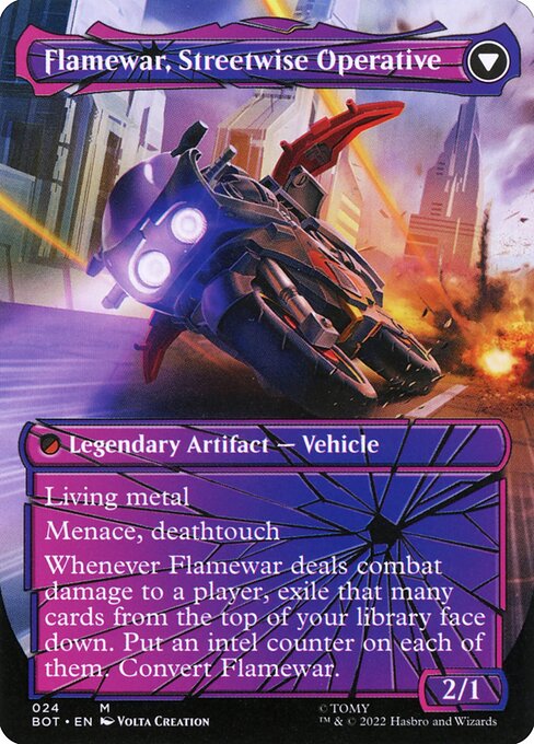 Transformers - 24 - Flamewar, Brash Veteran // Flamewar, Streetwise Operative - Mythic - C - Non-foil (Back)