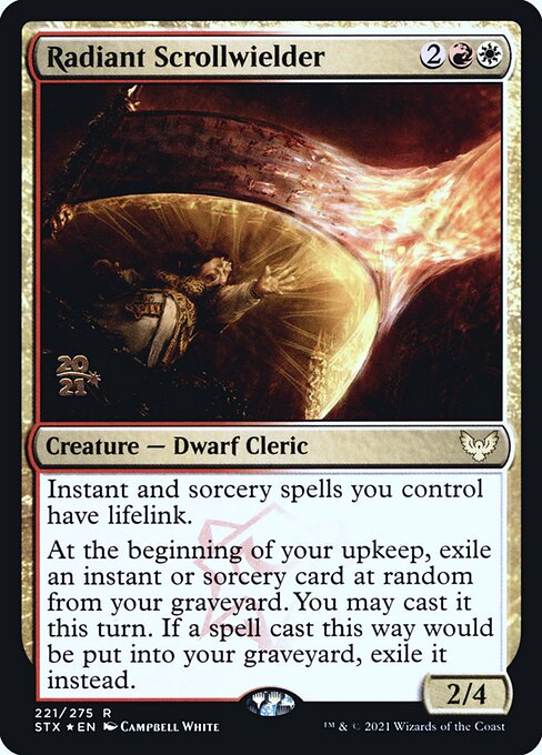 Strixhaven: School of Mages Promos - 221s - Radiant Scrollwielder - Rare - WR - Foil - Datestamped Promo (Front)