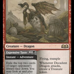 Wilds of Eldraine - 223 - Decadent Dragon // Expensive Taste - Rare - R - Non-foil (Front)