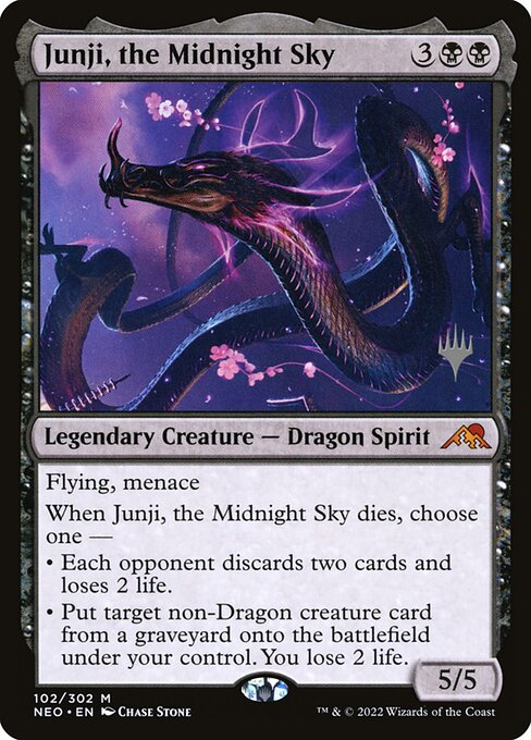 Kamigawa: Neon Dynasty Promos - 102p - Junji, the Midnight Sky - Mythic - B - Foil - Promo (Front)