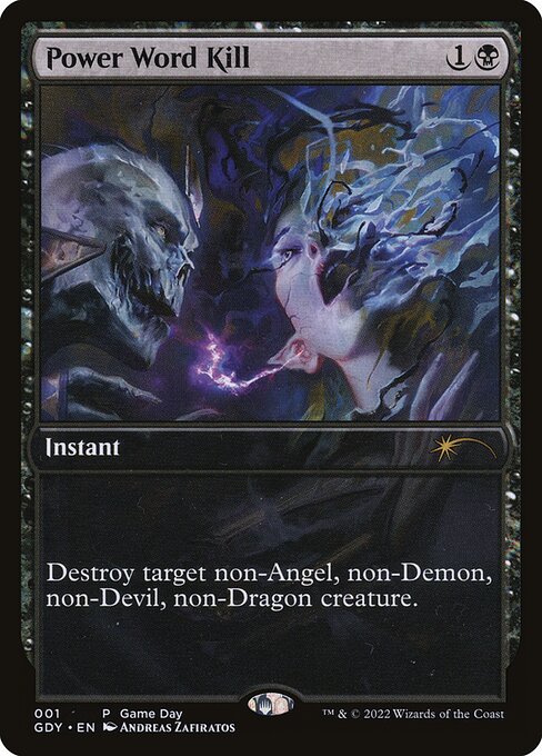 Game Day Promos - 1 - Power Word Kill - Rare - B - Non-foil - Promo (Front)