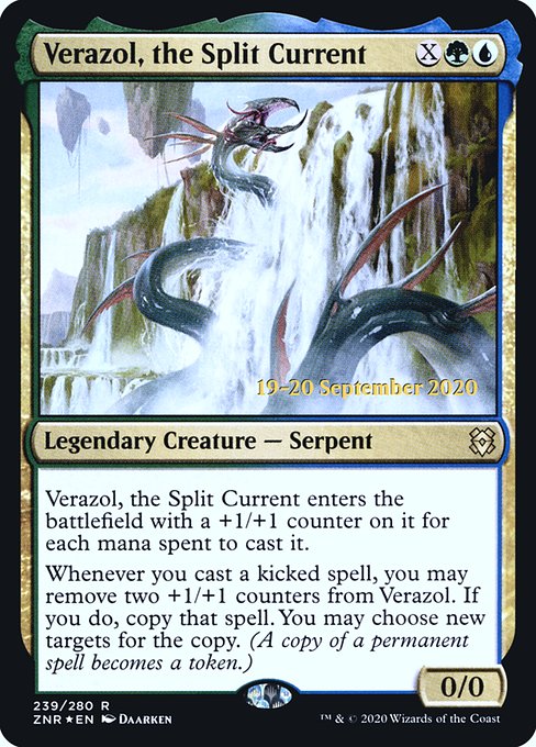 Zendikar Rising Promos - 239s - Verazol, the Split Current - Rare - UG - Foil - Datestamped Promo (Front)
