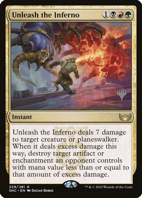 Streets of New Capenna Promos - 229p - Unleash the Inferno - Rare - Multi - Foil - Promo (Front)