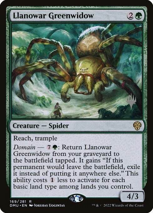 Dominaria United Promos - 169p - Llanowar Greenwidow - Rare - G - Foil - Promo (Front)