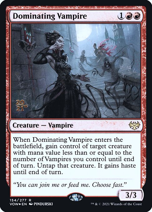 Innistrad: Crimson Vow Promos - 154s - Dominating Vampire - Rare - R - Foil - Datestamped Promo (Front)