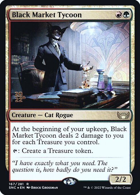 Streets of New Capenna Promos - 167s - Black Market Tycoon - Rare - RG - Foil - Datestamped Promo (Front)