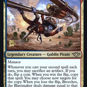 Outlaws of Thunder Junction Promos - 197s - Breeches, the Blastmaker - Rare - UR - Foil - Datestamped Promo (Front)