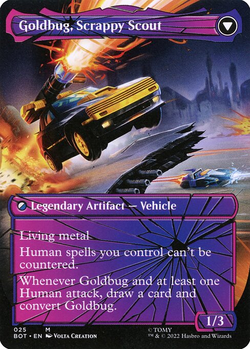 Transformers - 25 - Goldbug, Humanity's Ally // Goldbug, Scrappy Scout - Mythic - C - Non-foil (Back)