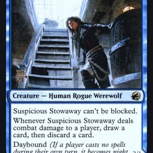 Innistrad: Midnight Hunt Promos - 80s - Suspicious Stowaway // Seafaring Werewolf - Rare - C - Foil - Datestamped Promo (Front)