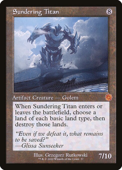 The Brothers' War Retro Artifacts - 57 - Sundering Titan - Mythic - C - Foil (Front)