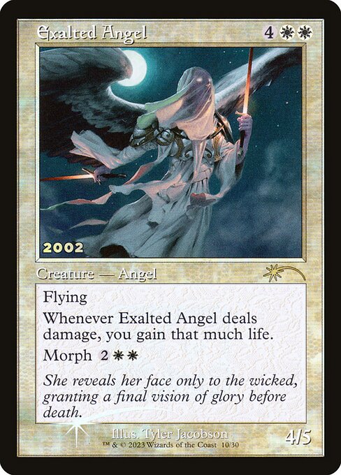 30th Anniversary Play Promos - 10 - Exalted Angel - Rare - W - Foil - Datestamped Promo (Front)