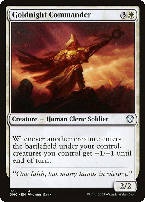 Phyrexia: All Will Be One Commander - 72 - Goldnight Commander - Uncommon - W - Non-foil (Front)