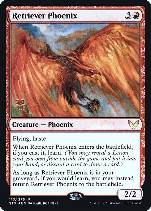 Strixhaven: School of Mages Promos - 113s - Retriever Phoenix - Rare - R - Foil - Datestamped Promo (Front)