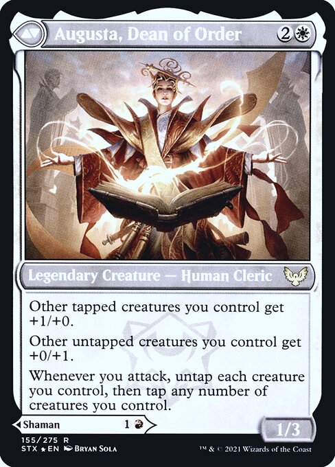 Strixhaven: School of Mages Promos - 155s - Plargg, Dean of Chaos // Augusta, Dean of Order - Rare - C - Foil - Datestamped Promo (Back)