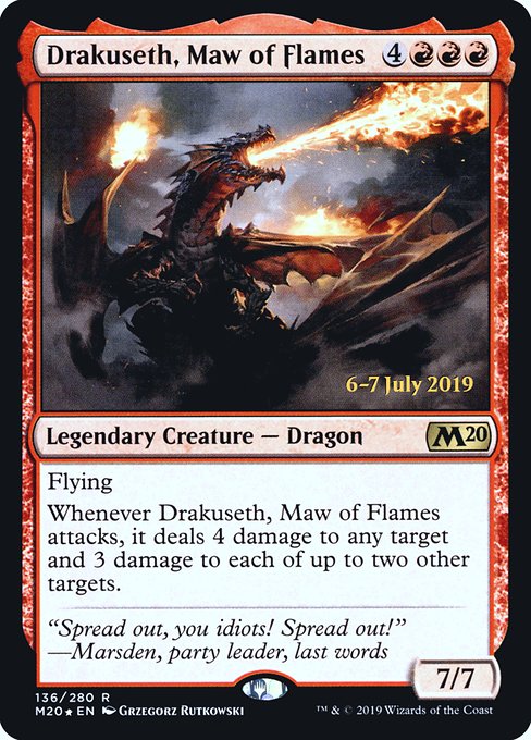 Core Set 2020 Promos - 136s - Drakuseth, Maw of Flames - Rare - R - Foil - Datestamped Promo (Front)