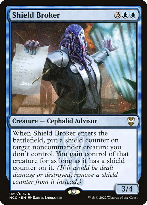 New Capenna Commander - 29 - Shield Broker - Rare - U - Non-foil (Front)