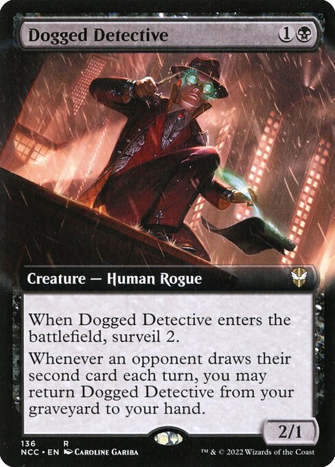New Capenna Commander - 136 - Dogged Detective - Rare - B - Non-foil (Front)