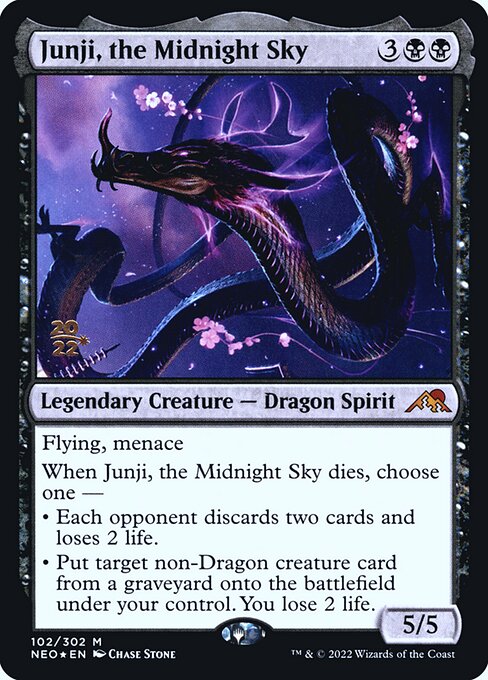 Kamigawa: Neon Dynasty Promos - 102s - Junji, the Midnight Sky - Mythic - B - Foil - Datestamped Promo (Front)