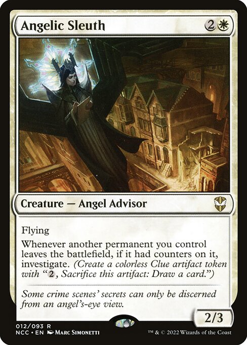 New Capenna Commander - 12 - Angelic Sleuth - Rare - W - Non-foil (Front)