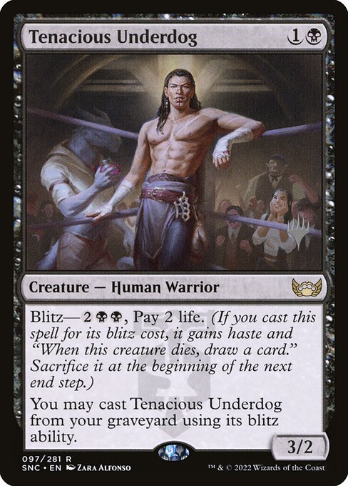 Streets of New Capenna Promos - 97p - Tenacious Underdog - Rare - B - Foil - Promo (Front)