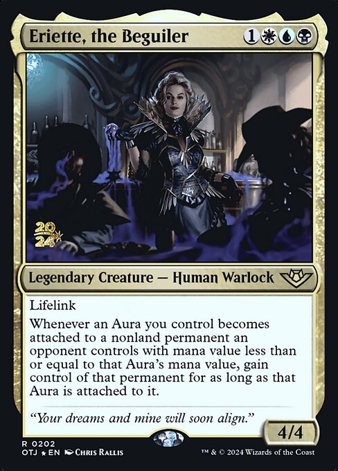 Outlaws of Thunder Junction Promos - 202s - Eriette, the Beguiler - Rare - Multi - Foil - Datestamped Promo (Front)