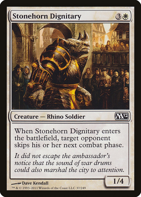 Magic 2012 - 37 - Stonehorn Dignitary - Common - W - Non-foil (Front)