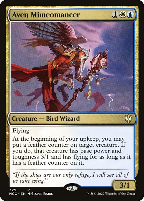 New Capenna Commander - 329 - Aven Mimeomancer - Rare - WU - Non-foil (Front)