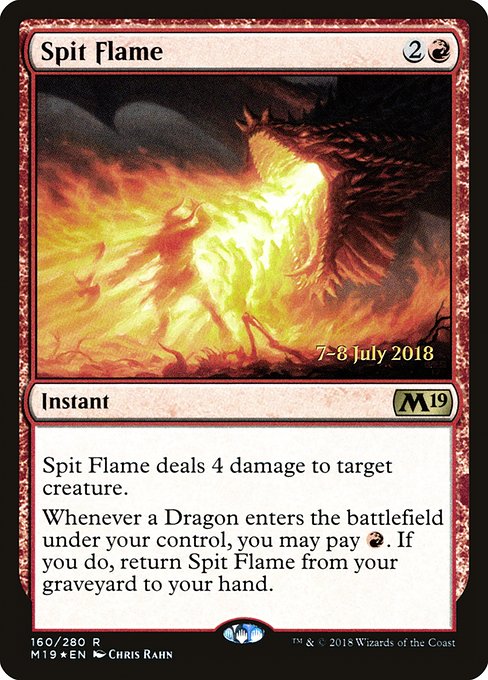 Core Set 2019 Promos - 160s - Spit Flame - Rare - R - Foil - Datestamped Promo (Front)