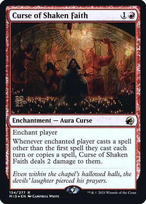 Innistrad: Midnight Hunt Promos - 134s - Curse of Shaken Faith - Rare - R - Foil - Datestamped Promo (Front)