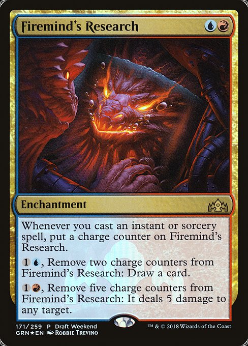 Guilds of Ravnica Promos - 171 - Firemind's Research - Rare - UR - Foil - Promo (Front)