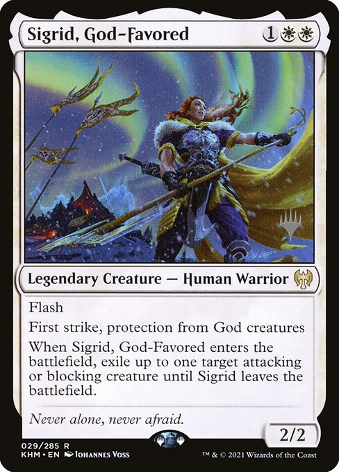 Kaldheim Promos - 29p - Sigrid, God-Favored - Rare - W - Foil - Promo (Front)