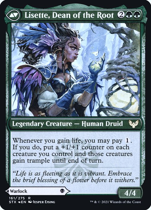 Strixhaven: School of Mages Promos - 161s - Valentin, Dean of the Vein // Lisette, Dean of the Root - Rare - C - Foil - Datestamped Promo (Back)