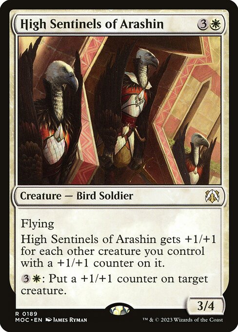 March of the Machine Commander - 189 - High Sentinels of Arashin - Rare - W - Non-foil (Front)