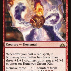 Guilds of Ravnica Promos - 115p - Runaway Steam-Kin - Rare - R - Non-foil - Promo (Front)