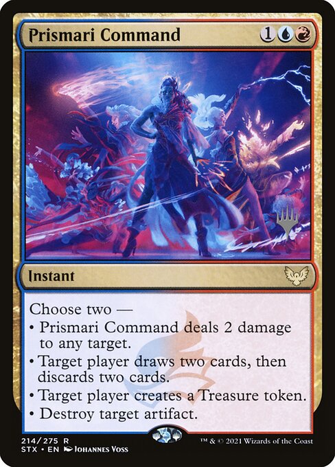 Strixhaven: School of Mages Promos - 214p - Prismari Command - Rare - UR - Foil - Promo (Front)