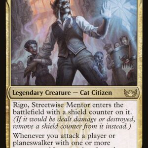 Streets of New Capenna Promos - 215p - Rigo, Streetwise Mentor - Rare - Multi - Non-foil - Promo (Front)